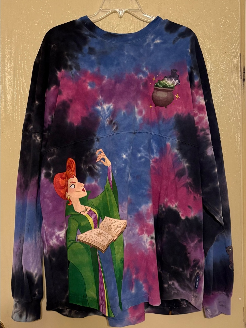 Disney Tie-Dye Pullover in Purple, Blue, Black & Pink with Witch Art